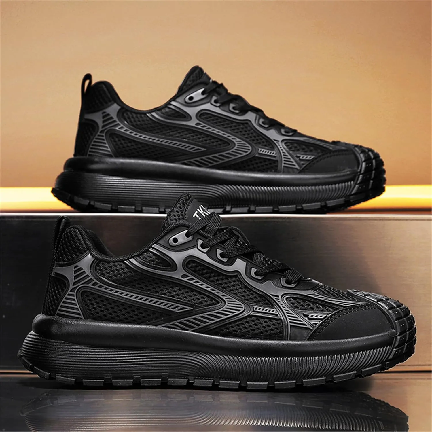 Men's Fashion Breathable Mesh Lace Up Sneakers Casual Platform Running Tennis Shoes for Athletic Gym Workout Training Walking