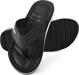 Mens Flip Flops - Comfort Arch Support Slides - Memory Foam Slip On Beach Sandals - Waterproof Open Toe Thong Slippers Summer Footwear