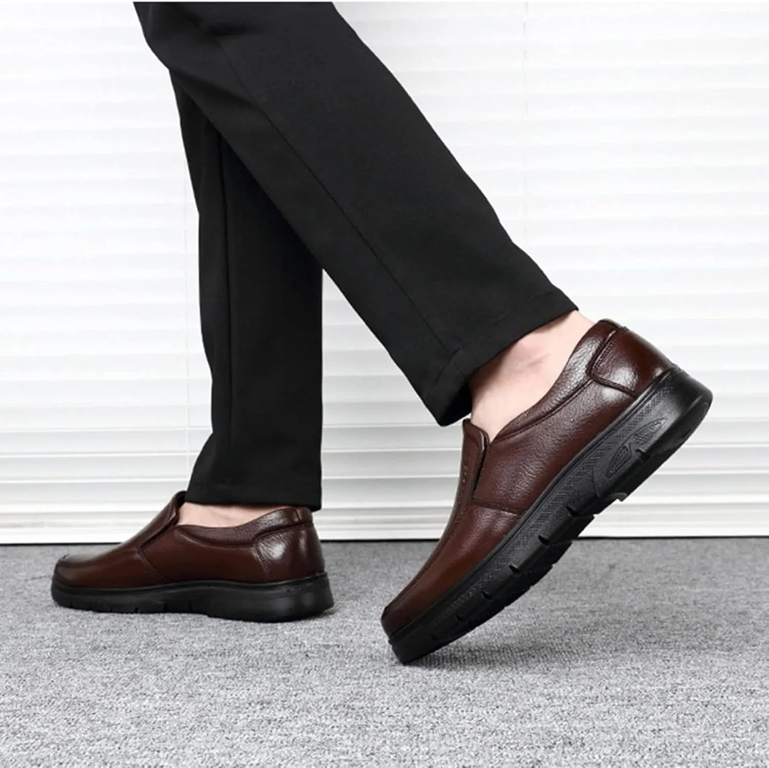 Men's Formal Shoes, Gentlemen's Office and Business Shoes, Elegant Soft Leather Loafers, Classic Spring and Autumn Pull-Over Shoes, Formal Shoes