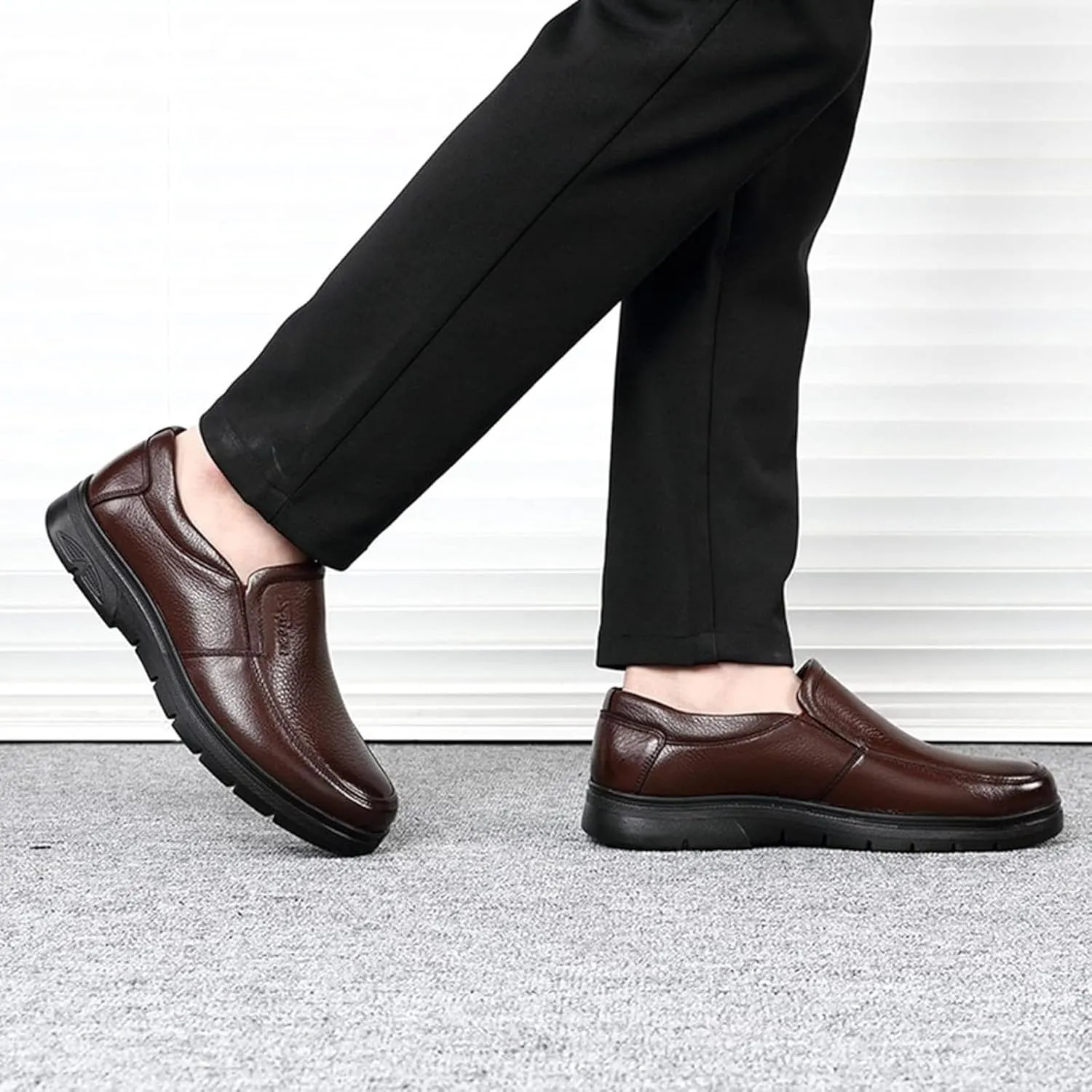 Men's Formal Shoes, Gentlemen's Office and Business Shoes, Elegant Soft Leather Loafers, Classic Spring and Autumn Pull-Over Shoes, Formal Shoes