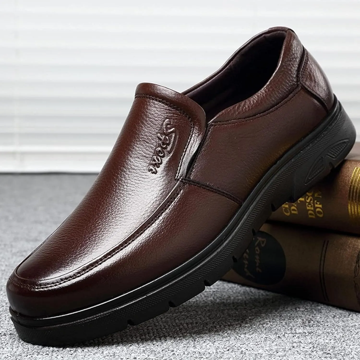 Men's Formal Shoes, Gentlemen's Office and Business Shoes, Elegant Soft Leather Loafers, Classic Spring and Autumn Pull-Over Shoes, Formal Shoes
