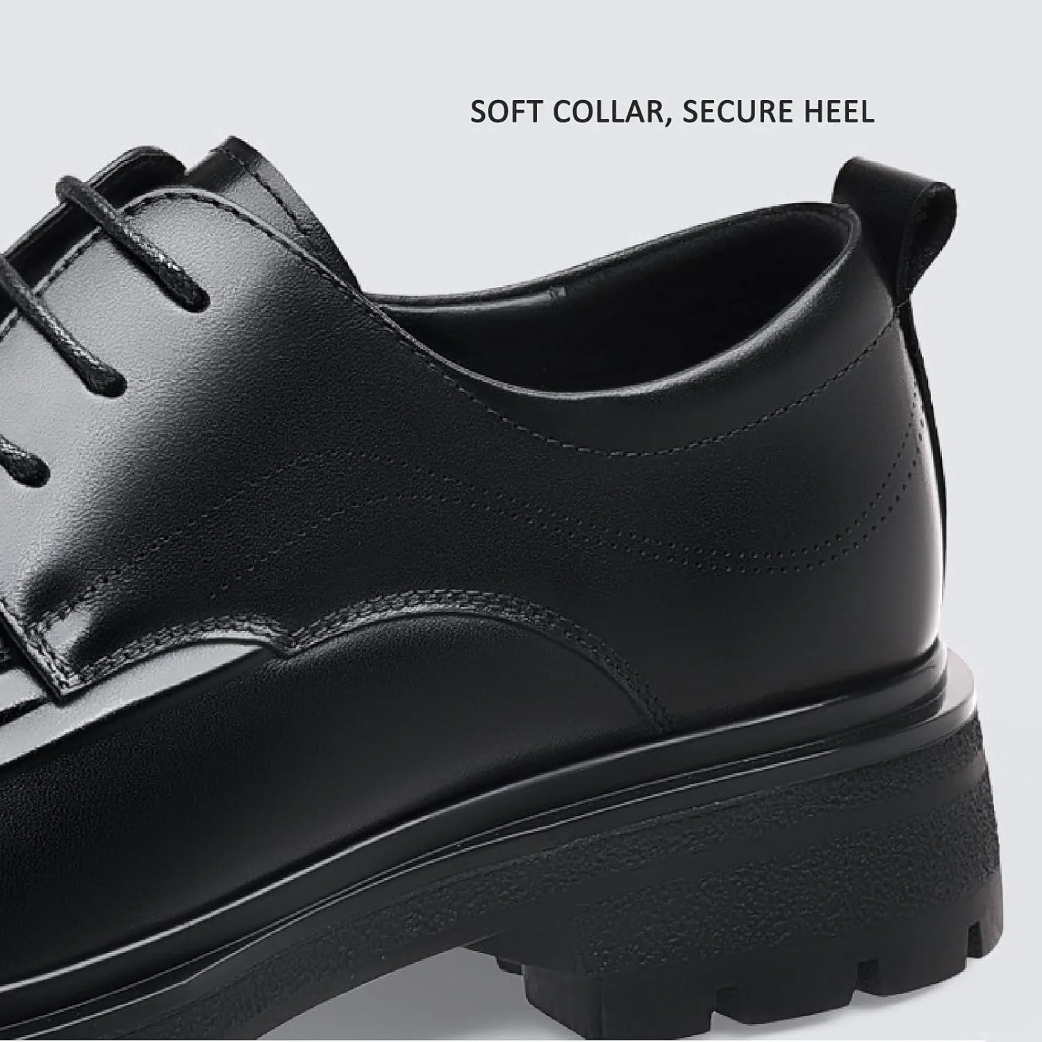 Men's Genuine Leather Platform Chunky Heel Oxfords Fashion Round Toe Slip On Lug Sole Business Dress Lace-Up Penny Loafers for Party Wedding Prom Work Shoes