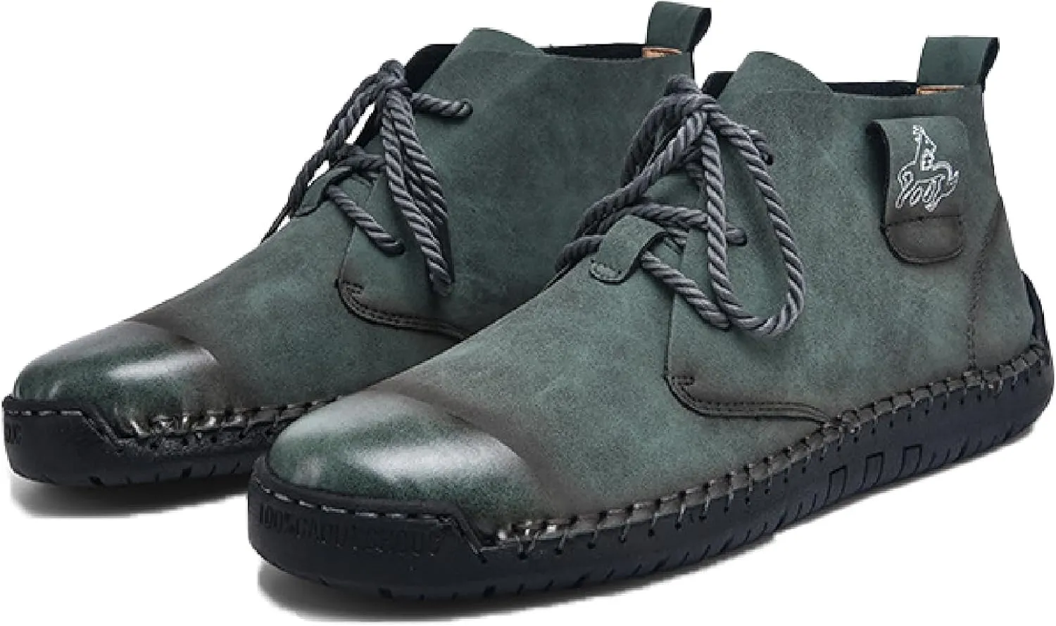 Men'S Hiking Flat Chukka Boots Comfortable Lightweight Anti-Slip Soft Platform Slip On Casual Lace-Up Sneakers