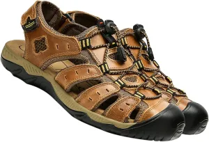 Mens Hiking Sandals Closed Toe Summer Outdoor Beach Sandals Adjustable Leather Water Shoes