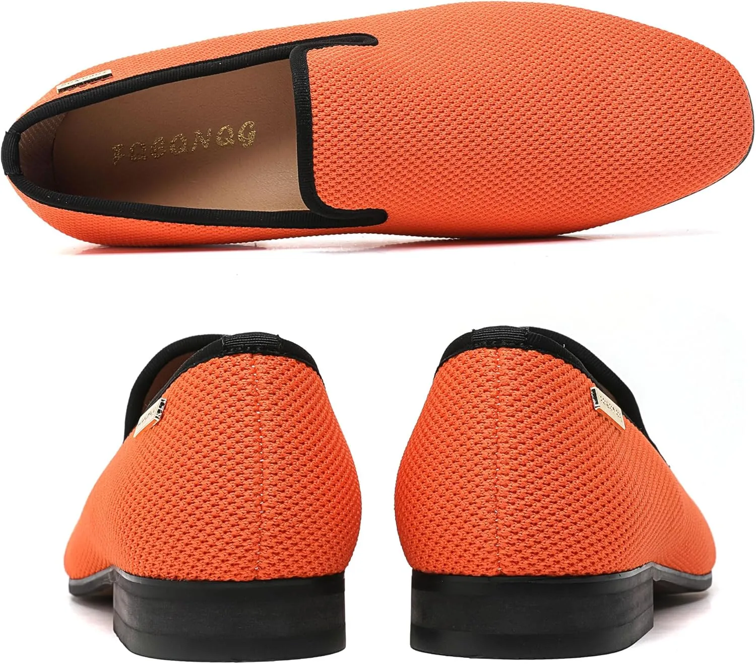 Men's Orange Loafers, Casual Slip-On Shoes, Mesh Upper & Insole, Round Toe, Moderate Cushioning, Spring/Summer