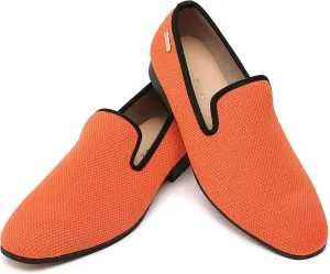 Men's Orange Loafers, Casual Slip-On Shoes, Mesh Upper & Insole, Round Toe, Moderate Cushioning, Spring/Summer