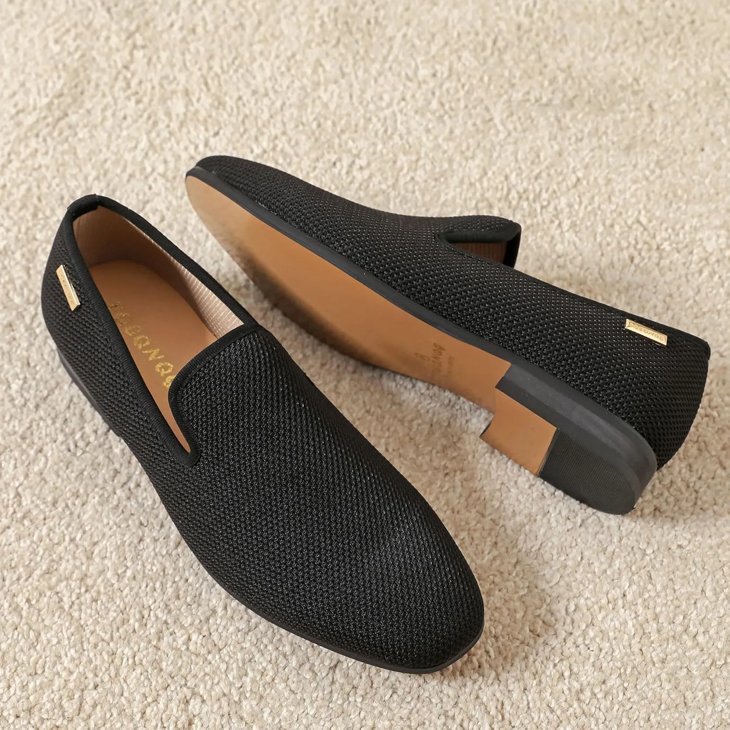 Men's Orange Loafers, Casual Slip-On Shoes, Mesh Upper & Insole, Round Toe, Moderate Cushioning, Spring/Summer