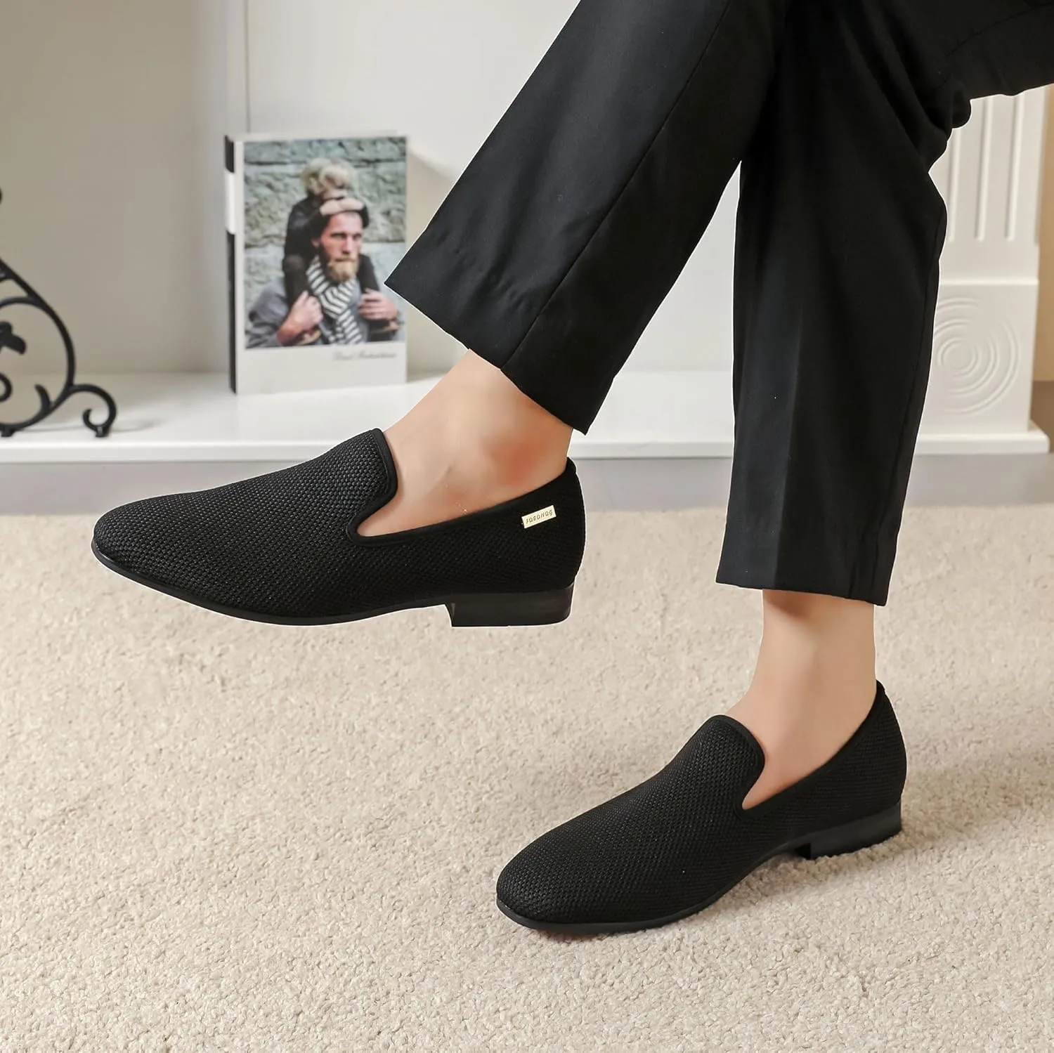 Men's Orange Loafers, Casual Slip-On Shoes, Mesh Upper & Insole, Round Toe, Moderate Cushioning, Spring/Summer