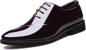 Men's Patent Leather Tuxedo Dress Shoes Classic Lace-up Formal Business Oxford Wedding Shoes
