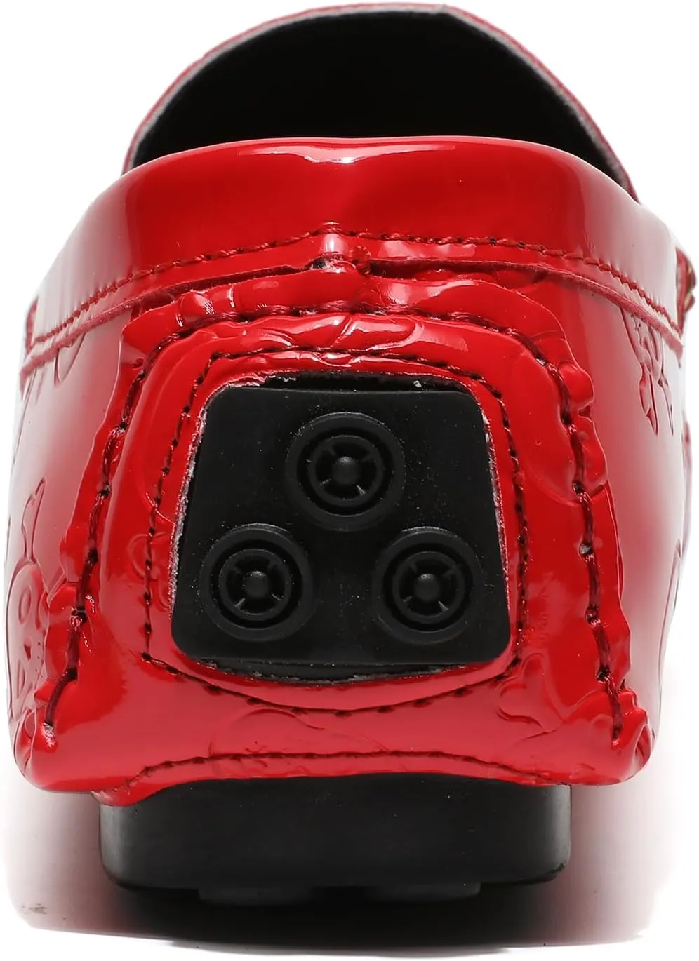 Men's Penny Loafers Patent Leather Skull Pattern Loafers Slip-On Driving Moccasins with Gold Skull Buckle Accent Boat Casual Dress Shoes