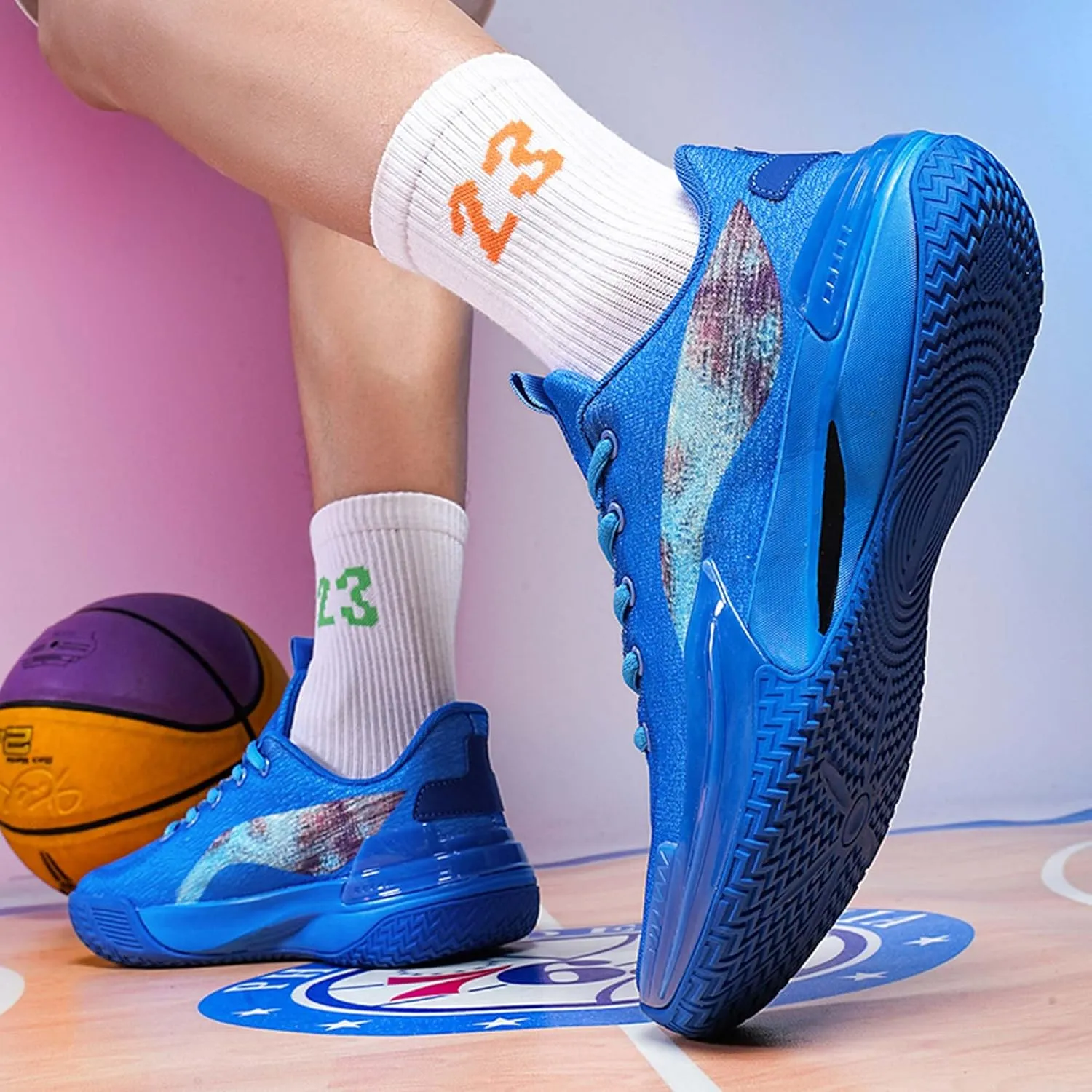 Men's Professional Basketball Shoes Breathable Mesh Sneakers Indoor and Outdoor Non-Slip Training Running Shoes Women's Fashion Sports Tennis Basketball Shoes