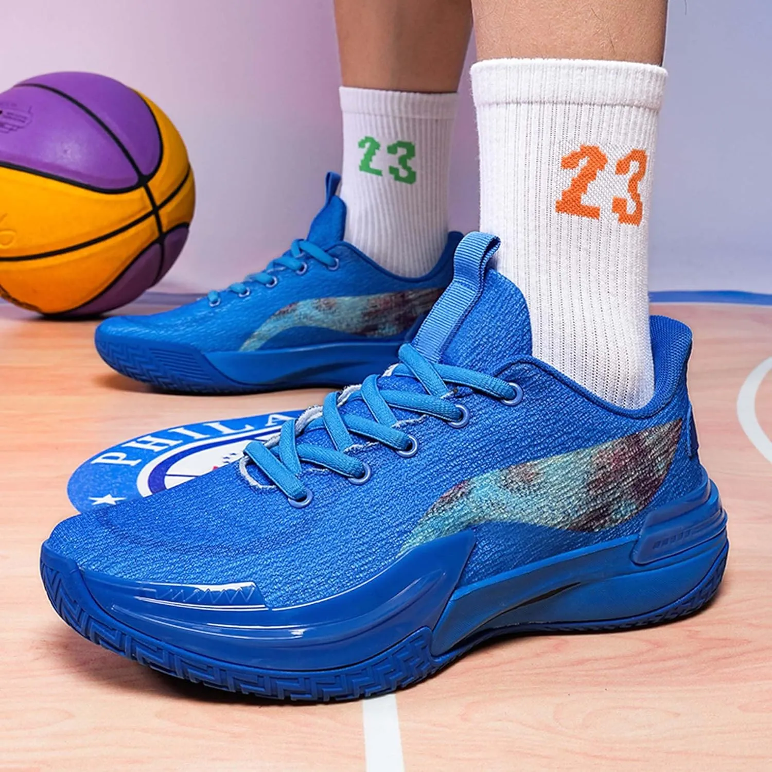 Men's Professional Basketball Shoes Breathable Mesh Sneakers Indoor and Outdoor Non-Slip Training Running Shoes Women's Fashion Sports Tennis Basketball Shoes