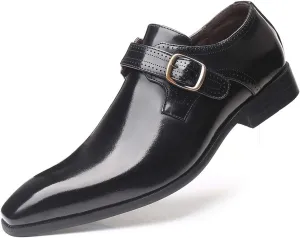 Mens Retro Monk Loafers Formal Business Casual Comfortable Slip on Dress Shoes for Men