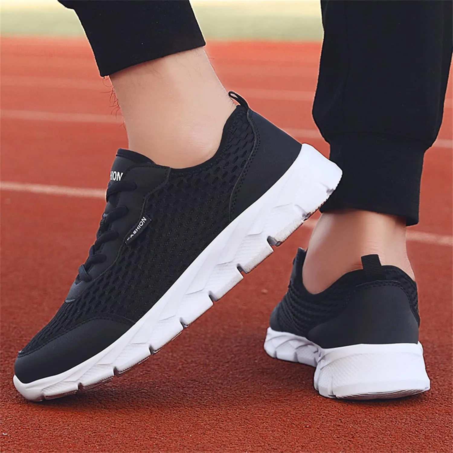 Mens Running Shoes Mesh Breathable Fashion Sneakers Lace Up Platform for Hiking Tennis Wide Feet Casual Trainers Comfortable Sneaker Non-Slip Lightweight Summer Shoes