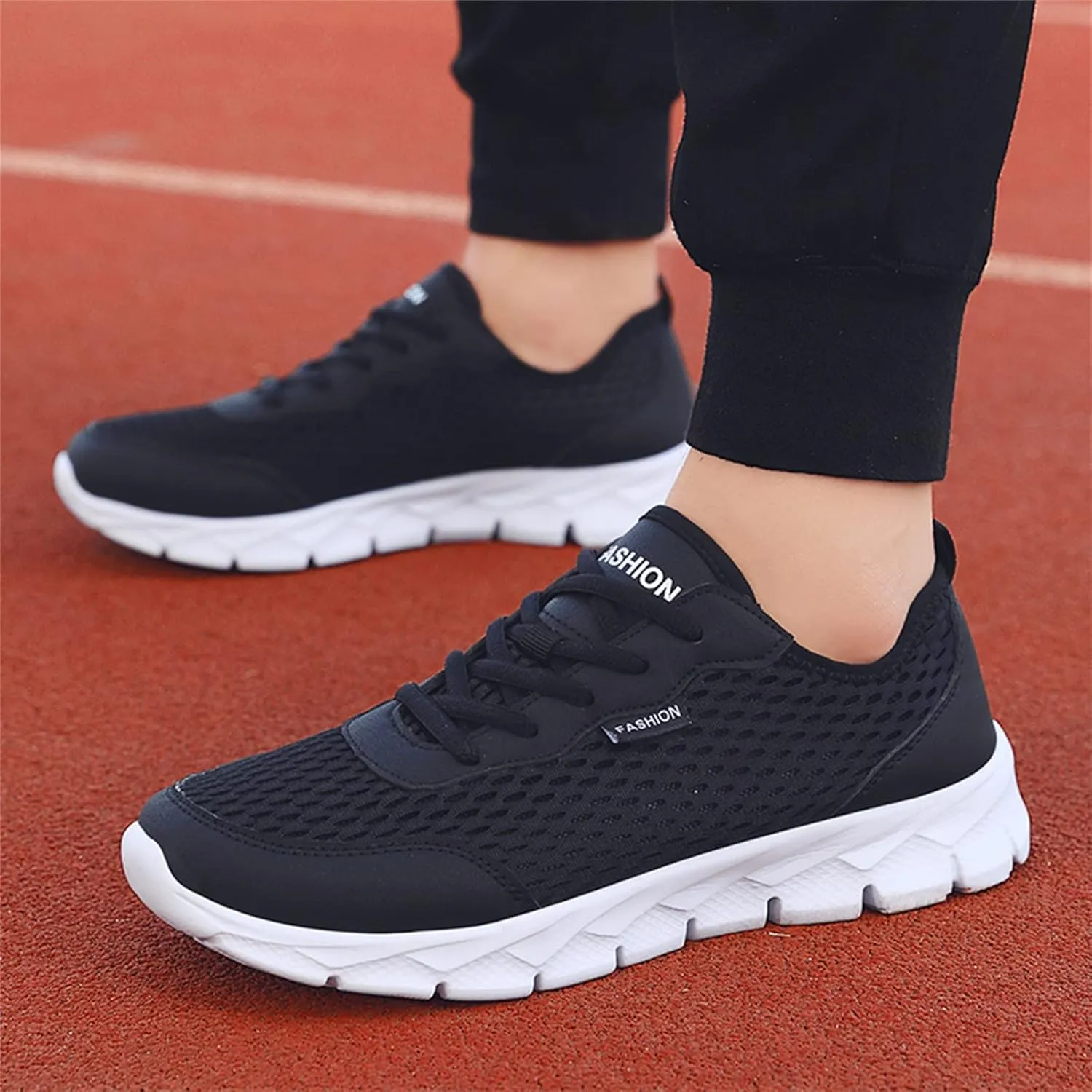 Mens Running Shoes Mesh Breathable Fashion Sneakers Lace Up Platform for Hiking Tennis Wide Feet Casual Trainers Comfortable Sneaker Non-Slip Lightweight Summer Shoes