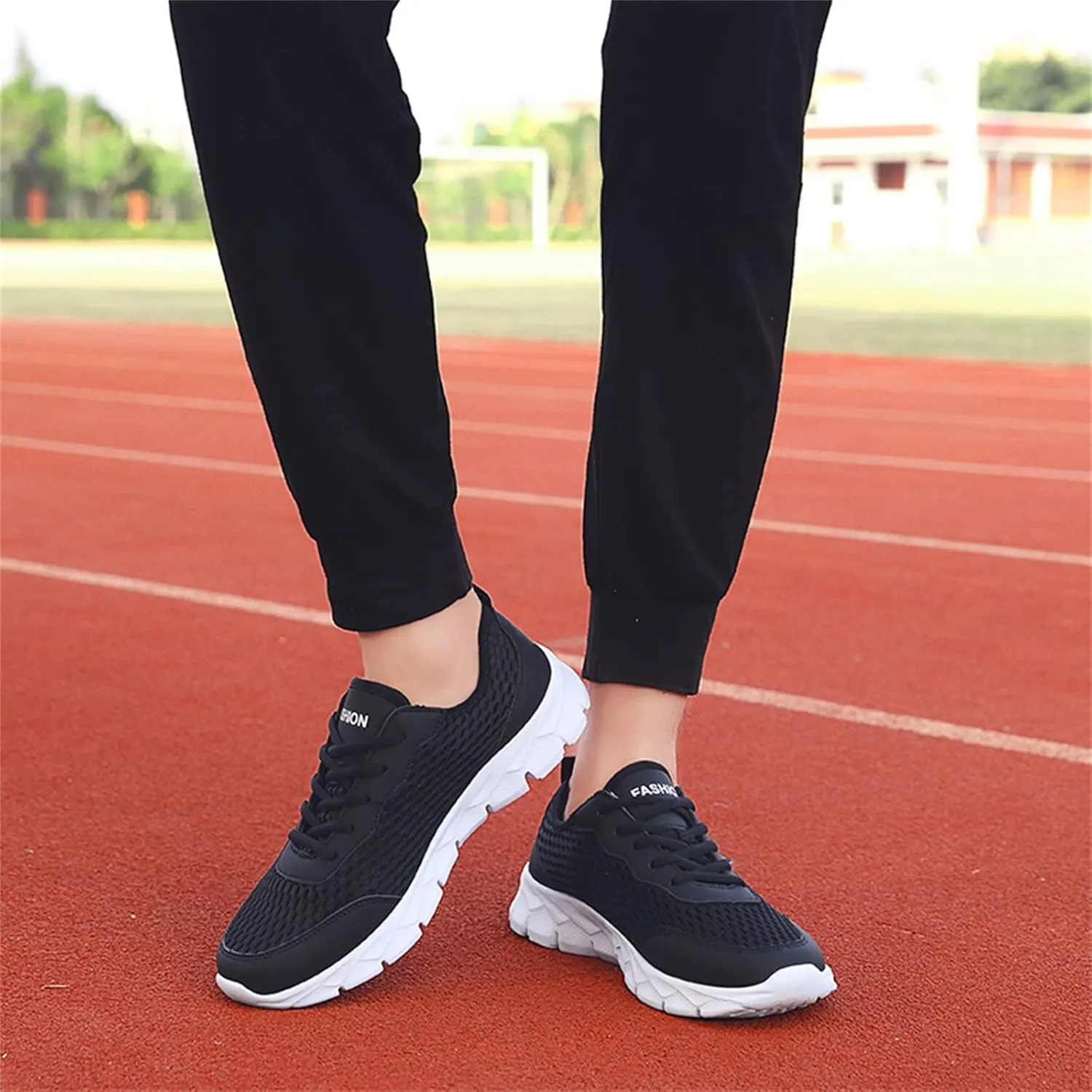 Mens Running Shoes Mesh Breathable Fashion Sneakers Lace Up Platform for Hiking Tennis Wide Feet Casual Trainers Comfortable Sneaker Non-Slip Lightweight Summer Shoes