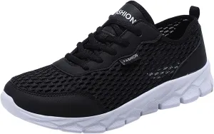 Mens Running Shoes Mesh Breathable Fashion Sneakers Lace Up Platform for Hiking Tennis Wide Feet Casual Trainers Comfortable Sneaker Non-Slip Lightweight Summer Shoes