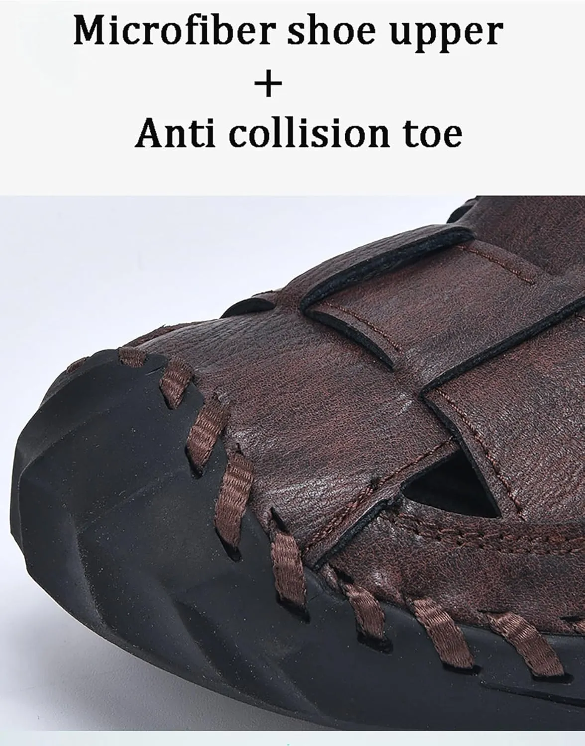 Men's Sandals Mens Closed Toe Leather Sandals Outdoor Adjustable Fisherman Hiking