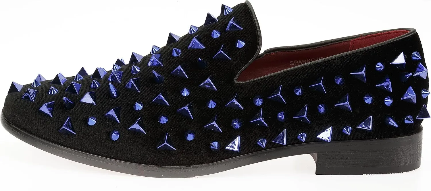 Mens Slip On Fashion Loafers Sparkling Glitter Studded Dress Shoes sparko09