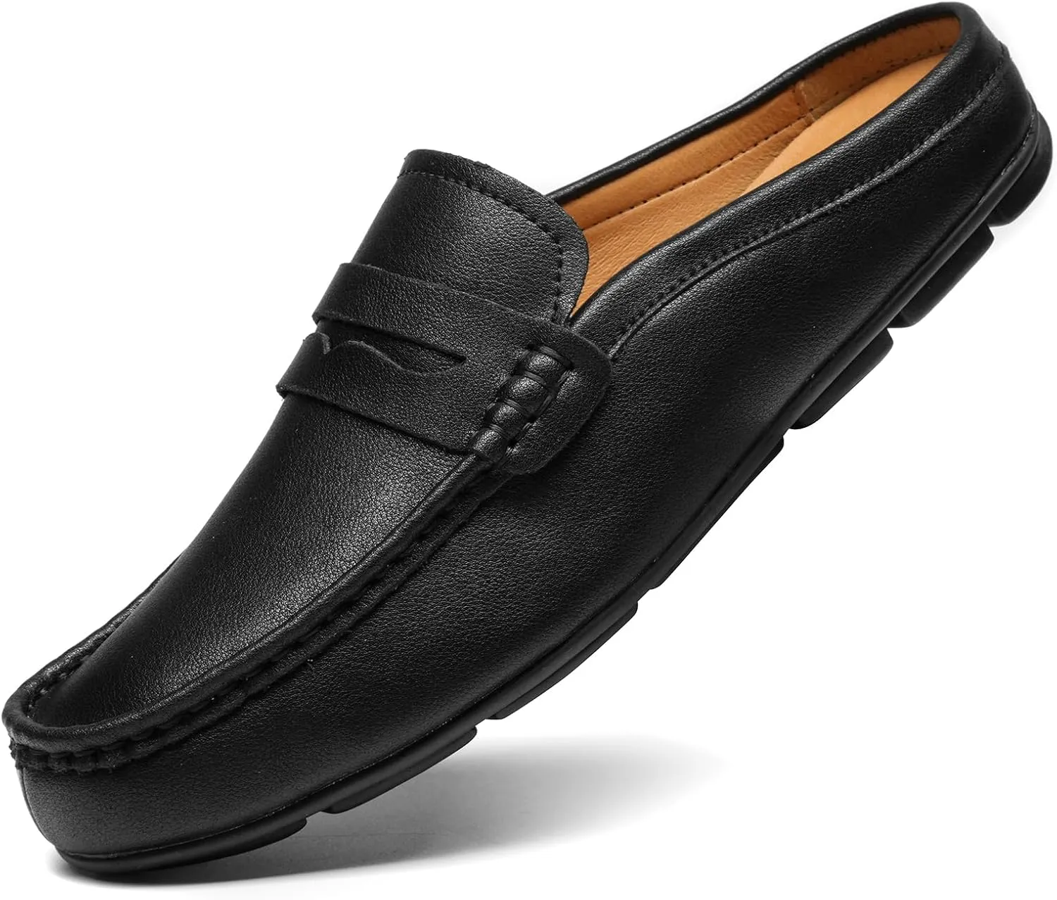 Men’s Slip-On Loafers Handmade Leather Slippers Breathable Comfortable Soft Hand Stitched no-Heel Casual Shoes for Men