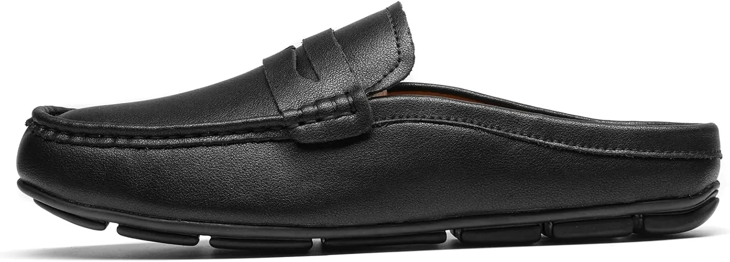 Men’s Slip-On Loafers Handmade Leather Slippers Breathable Comfortable Soft Hand Stitched no-Heel Casual Shoes for Men
