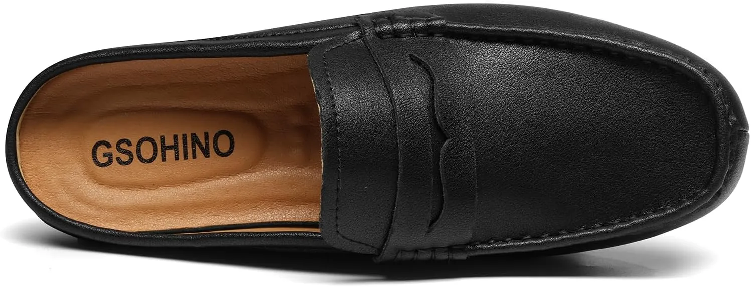 Men’s Slip-On Loafers Handmade Leather Slippers Breathable Comfortable Soft Hand Stitched no-Heel Casual Shoes for Men