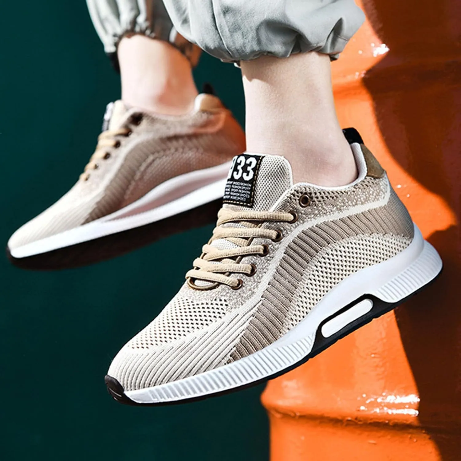 Mens Slip On Sneakers Non Slip Walking Shoes Lightweight Athletic Shoes Casual Running Shoe Increase Height 6/8/10CM