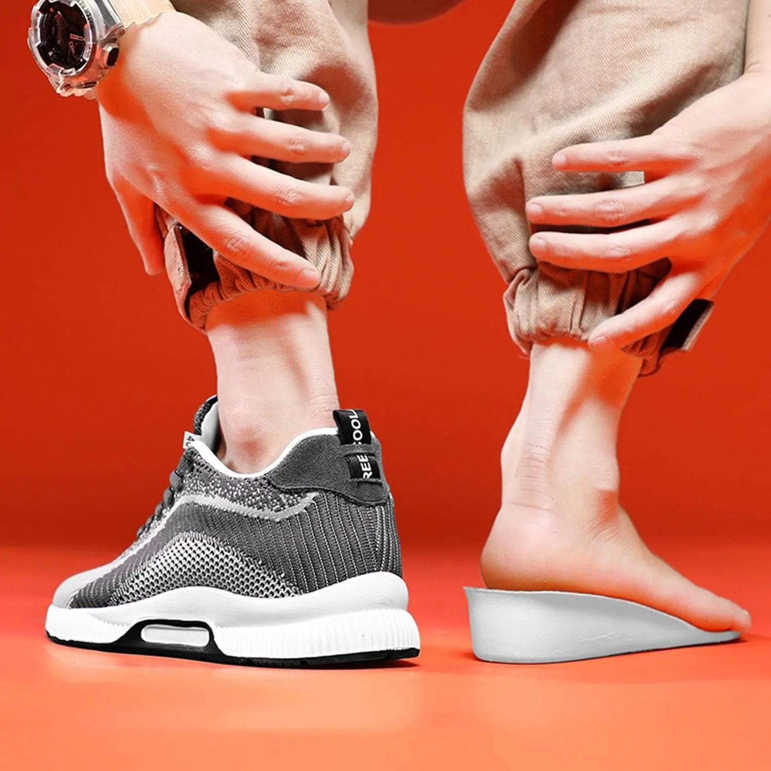 Mens Slip On Sneakers Non Slip Walking Shoes Lightweight Athletic Shoes Casual Running Shoe Increase Height 6/8/10CM