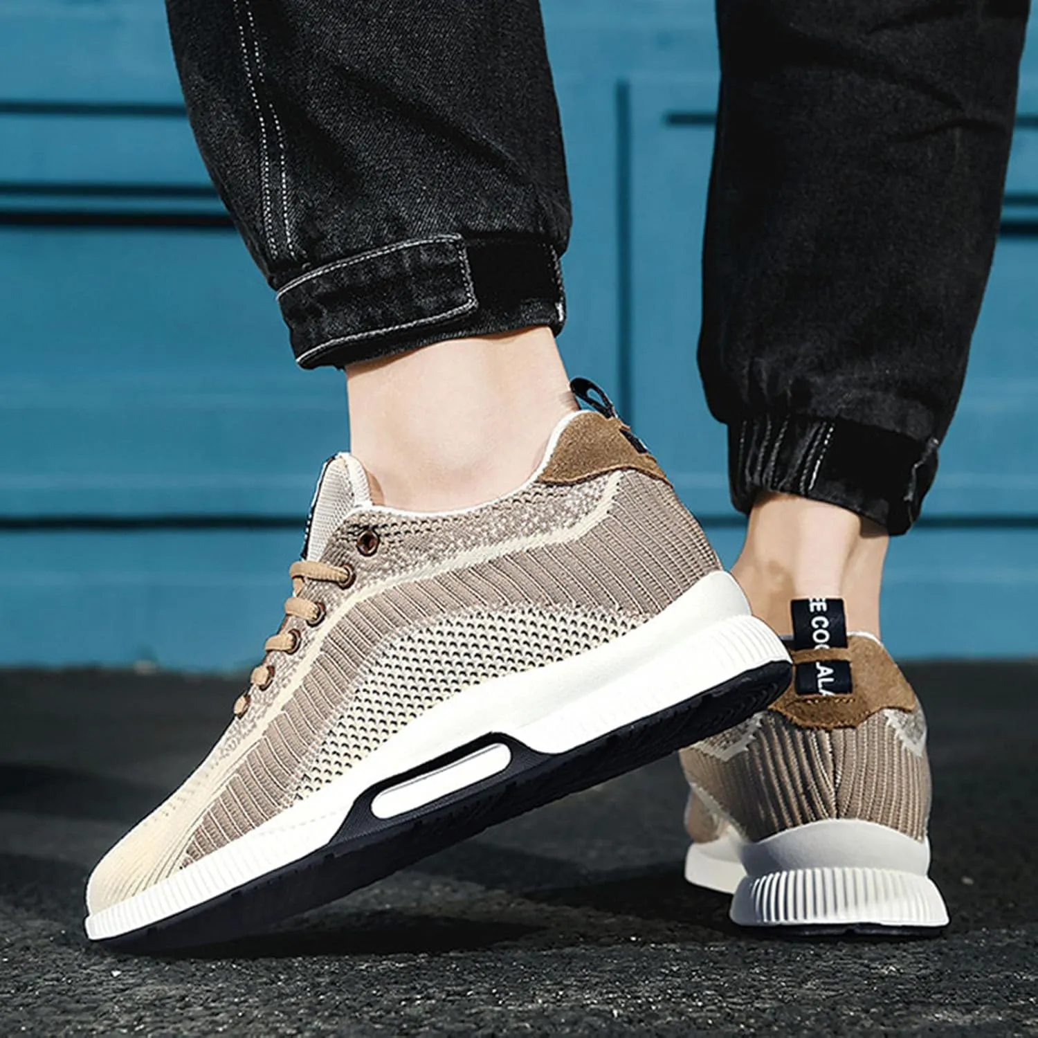 Mens Slip On Sneakers Non Slip Walking Shoes Lightweight Athletic Shoes Casual Running Shoe Increase Height 6/8/10CM