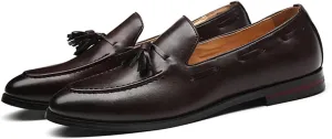 Men's Slip-On Soft Leather Tassels Loafers Fashion Casual Flats Moccasin Shoes for Business Formal Work Office Dress Penny Shoes
