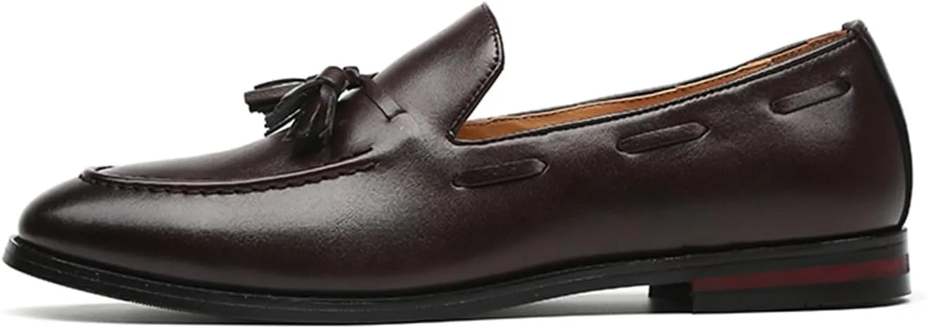 Men's Slip-On Soft Leather Tassels Loafers Fashion Casual Flats Moccasin Shoes for Business Formal Work Office Dress Penny Shoes