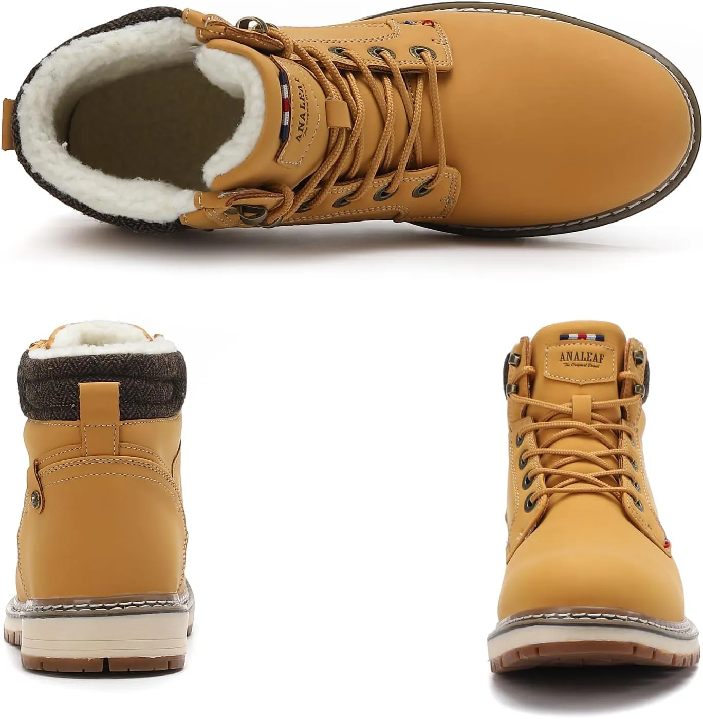 Mens Snow Boots Outdoor Warm Winter Boots Non Slip Fur Lined Shoes