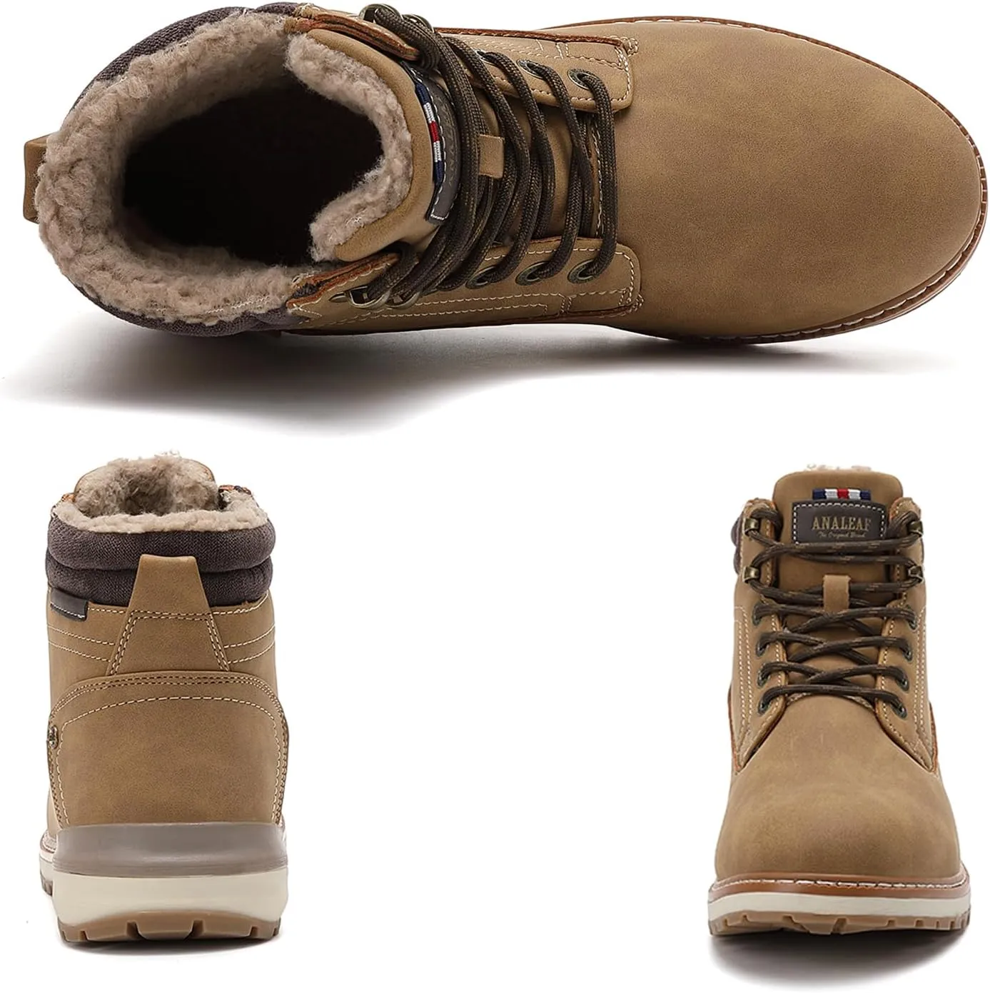 Mens Snow Boots Outdoor Warm Winter Boots Non Slip Fur Lined Shoes
