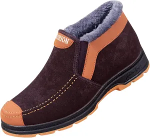 Men's Suede Ankle Boots Classic Slip On Furry Boots Fleece Lined Warm Winter Boots Non Slip Cold Proof Shoes