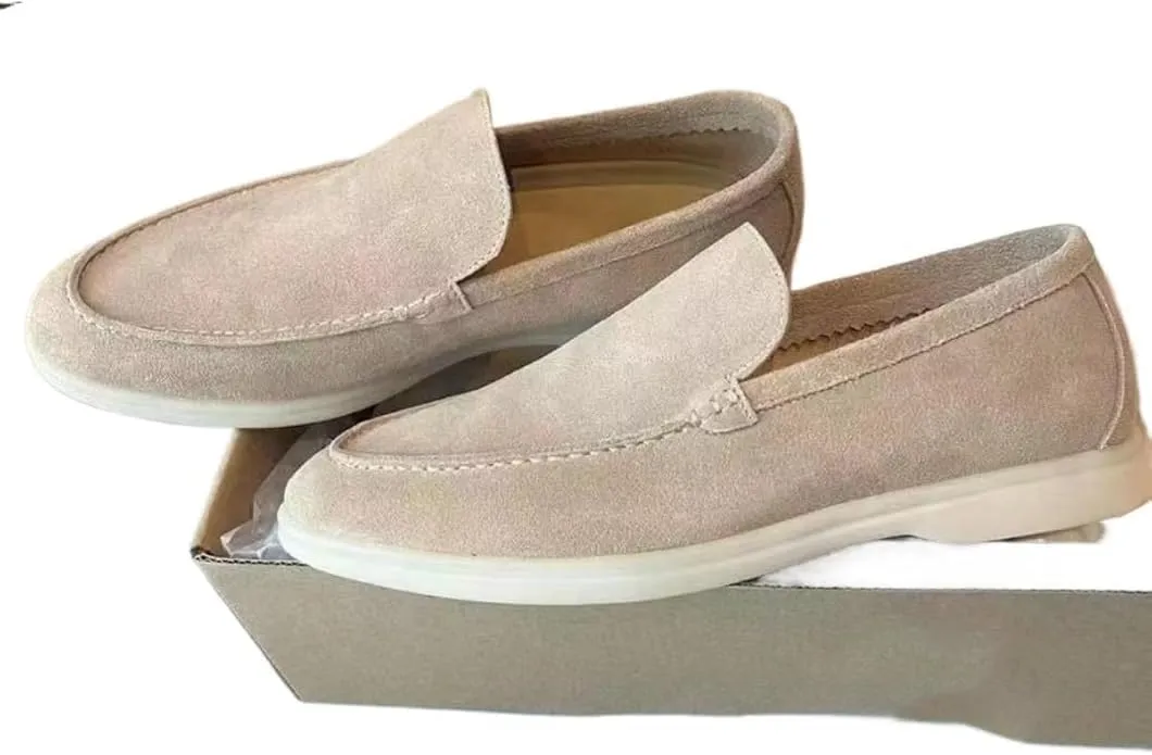 Men's Suede Loafers Slip-Ons Moccasins for Men Summer Dress Shoes Lightweight and Breathable Flat Loafer Casual Driving Walking Shoes Oxford Shoes