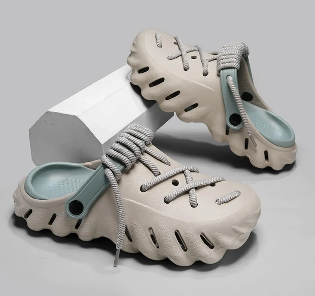 Men's Summer Mules Clogs ，Breathable Hollow Design Garden Clogs Lightweight and Soft Couple Beach Shoes for Beach, Garden, and Water Activities