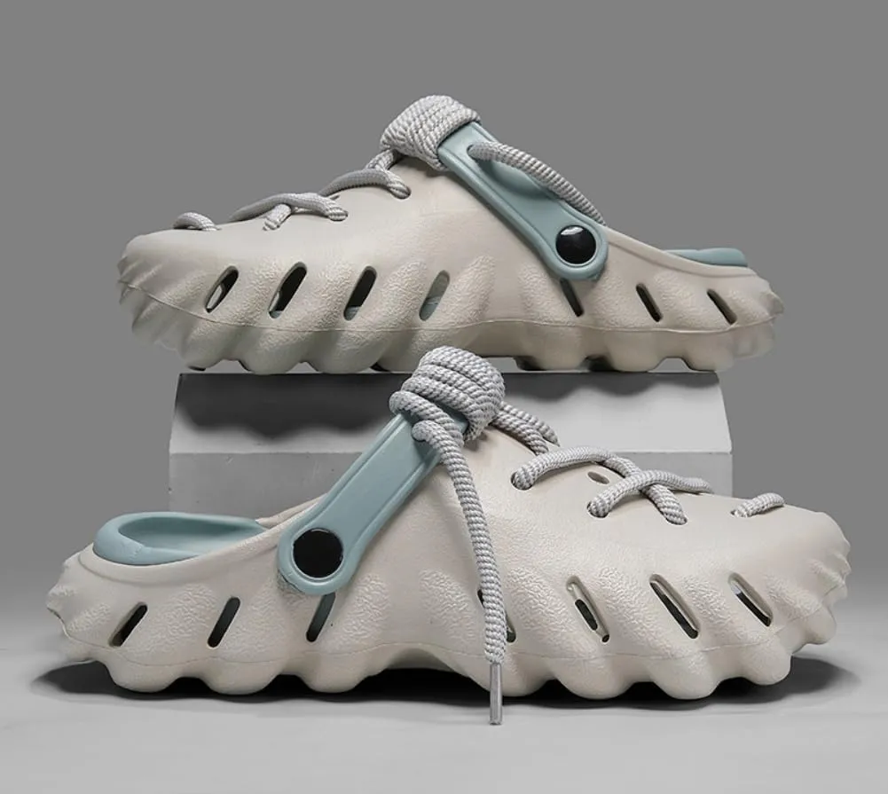 Men's Summer Mules Clogs ，Breathable Hollow Design Garden Clogs Lightweight and Soft Couple Beach Shoes for Beach, Garden, and Water Activities