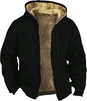 Mens Vintage Fleece Jacket Sherpa Lined Winter Coats Parka Warm Cozy Outerwear Windbreaker Casual Hoodies Plus Size