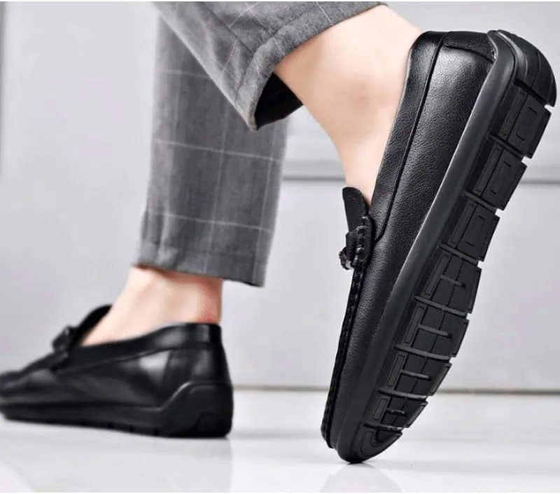 Mens White&Black Dress Shoes Slip On Penny Loafers Comfy Non Slip Durable Rubber Sole Formal Shoes