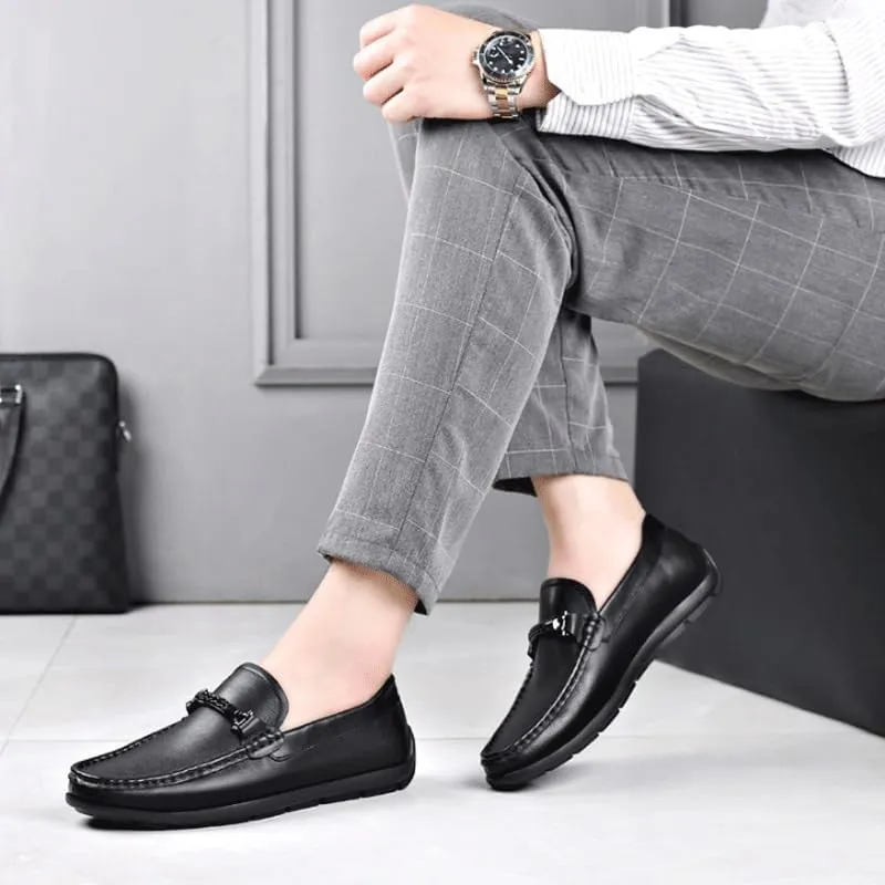 Mens White&Black Dress Shoes Slip On Penny Loafers Comfy Non Slip Durable Rubber Sole Formal Shoes