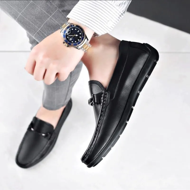 Mens White&Black Dress Shoes Slip On Penny Loafers Comfy Non Slip Durable Rubber Sole Formal Shoes