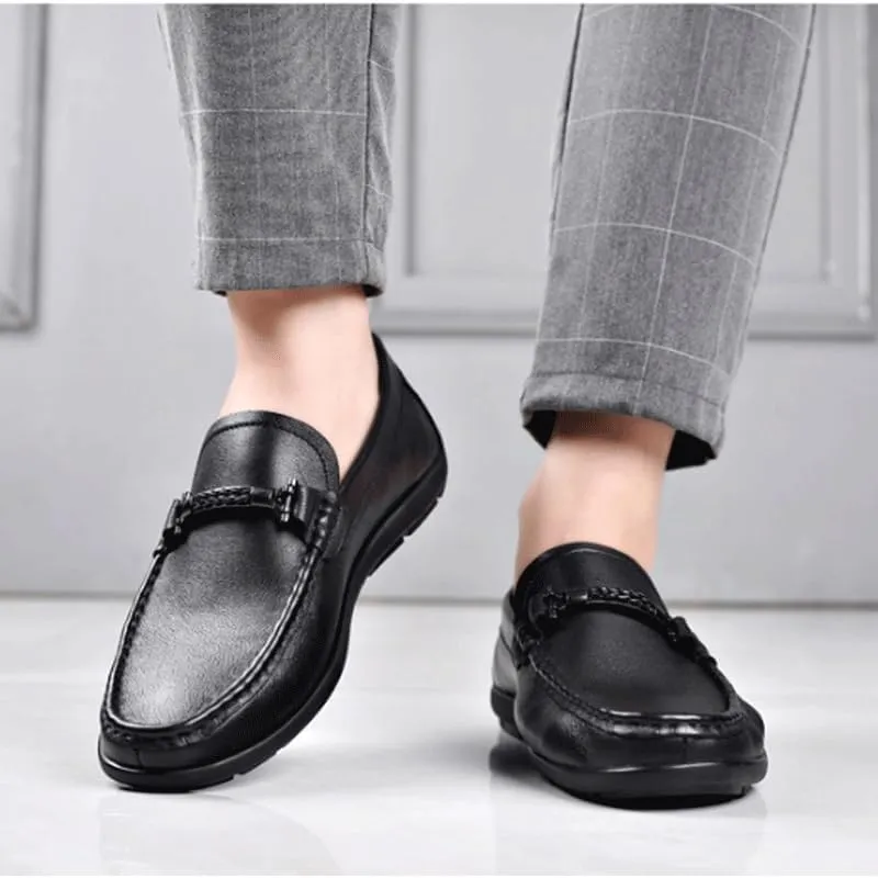 Mens White&Black Dress Shoes Slip On Penny Loafers Comfy Non Slip Durable Rubber Sole Formal Shoes