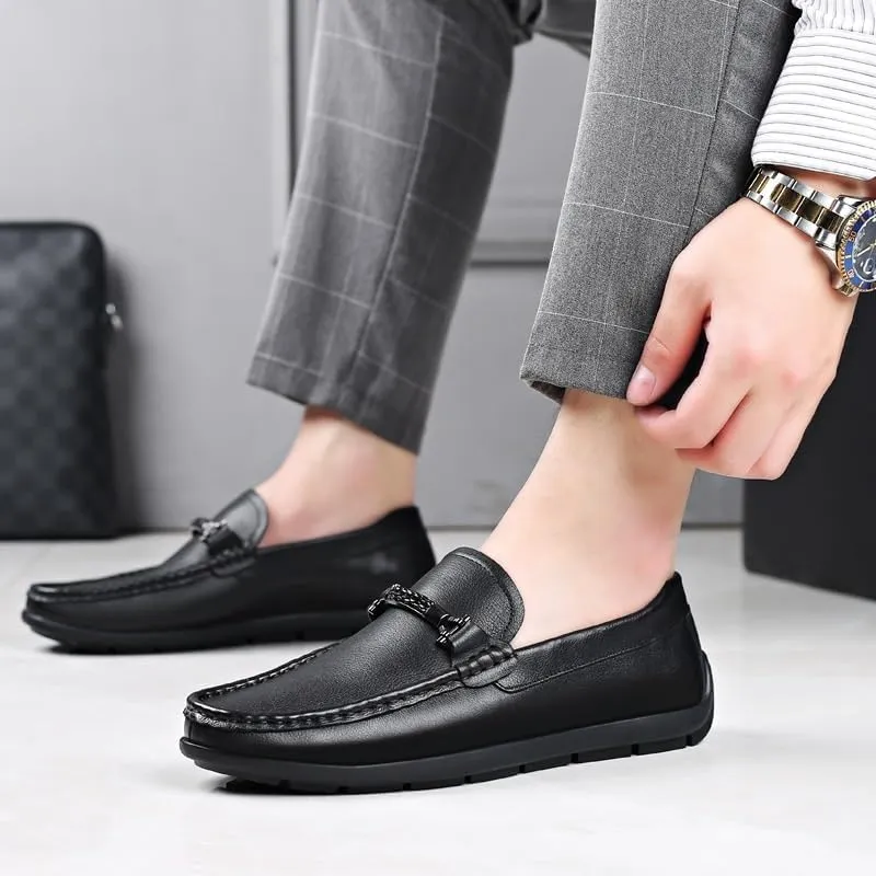 Mens White&Black Dress Shoes Slip On Penny Loafers Comfy Non Slip Durable Rubber Sole Formal Shoes