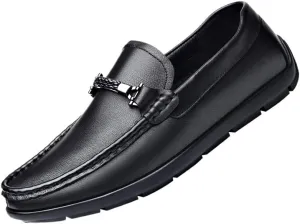 Mens White&Black Dress Shoes Slip On Penny Loafers Comfy Non Slip Durable Rubber Sole Formal Shoes