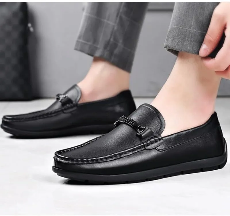 Mens White&Black Dress Shoes Slip On Penny Loafers Comfy Non Slip Durable Rubber Sole Formal Shoes