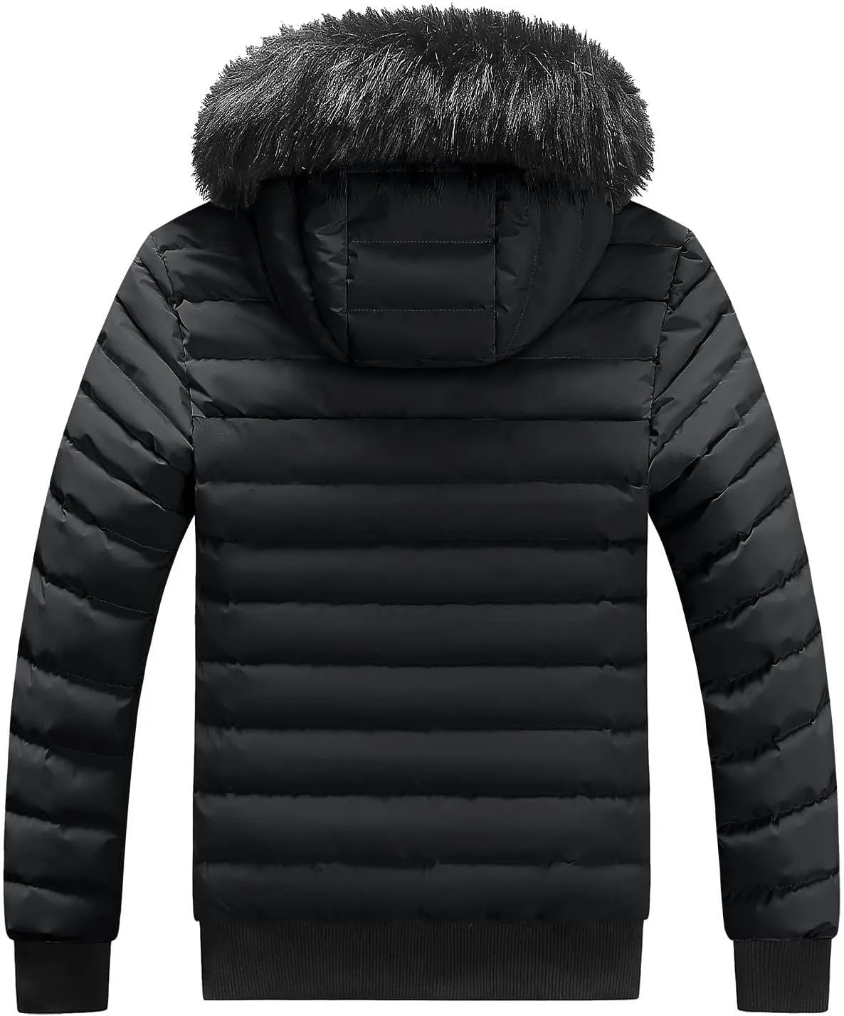Mens Winter Jacket Warm Down Jacket Full Zip Puffer Jacket Quilted Insulated Jacket with Hood for Business
