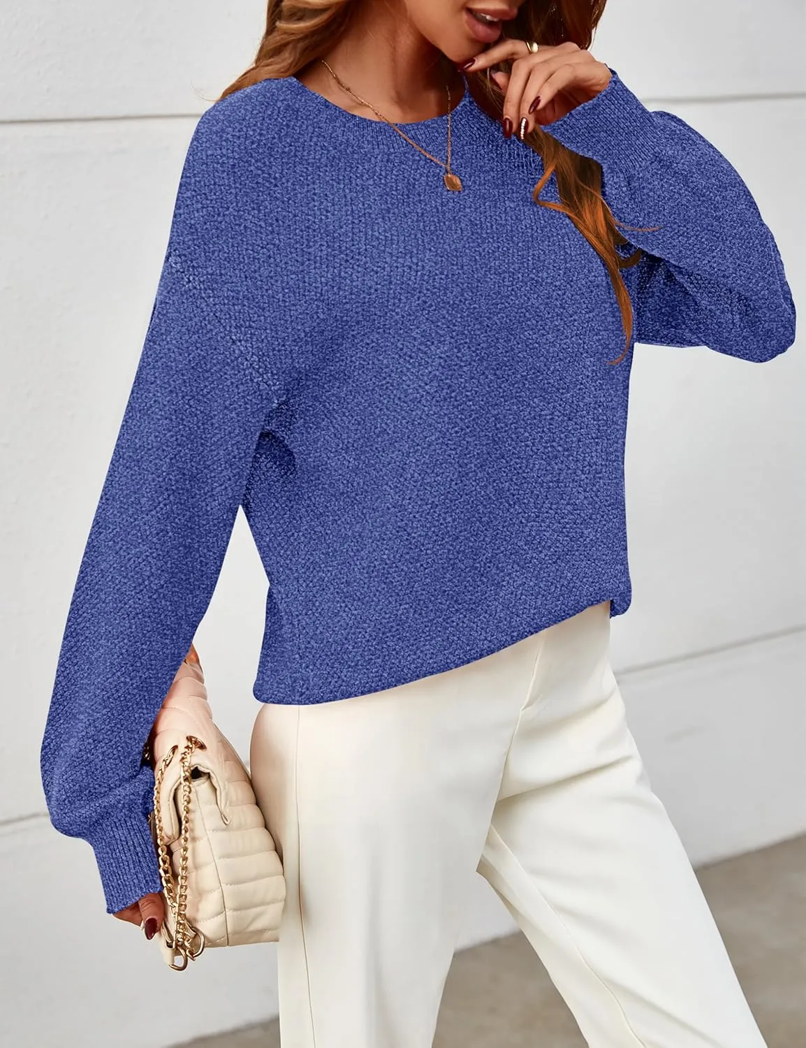 MEROKEETY Women's 2025 Fall Winter Oversized Pullover Sweater Trendy Crew Neck Long Sleeve Heathered Knit Jumper Tops