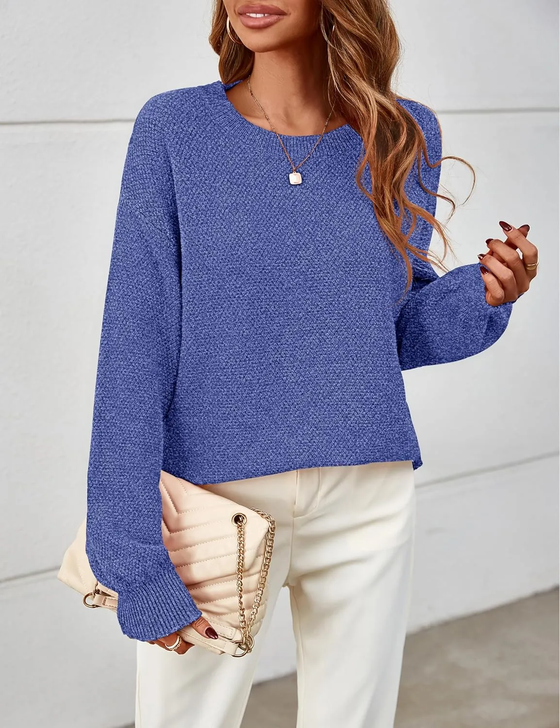 MEROKEETY Women's 2025 Fall Winter Oversized Pullover Sweater Trendy Crew Neck Long Sleeve Heathered Knit Jumper Tops