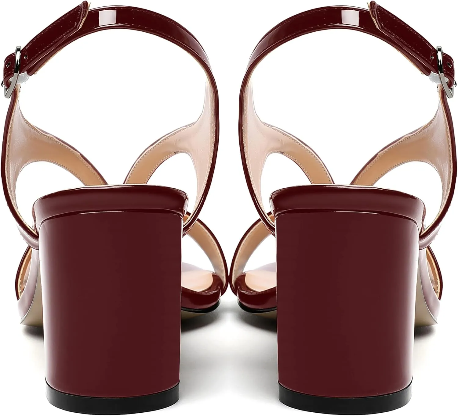 MERRORI Women's Night Club Buckle Open Toe Patent Solid Casual Ankle Strap Chunky Mid Heel Sandals 2.5 Inch
