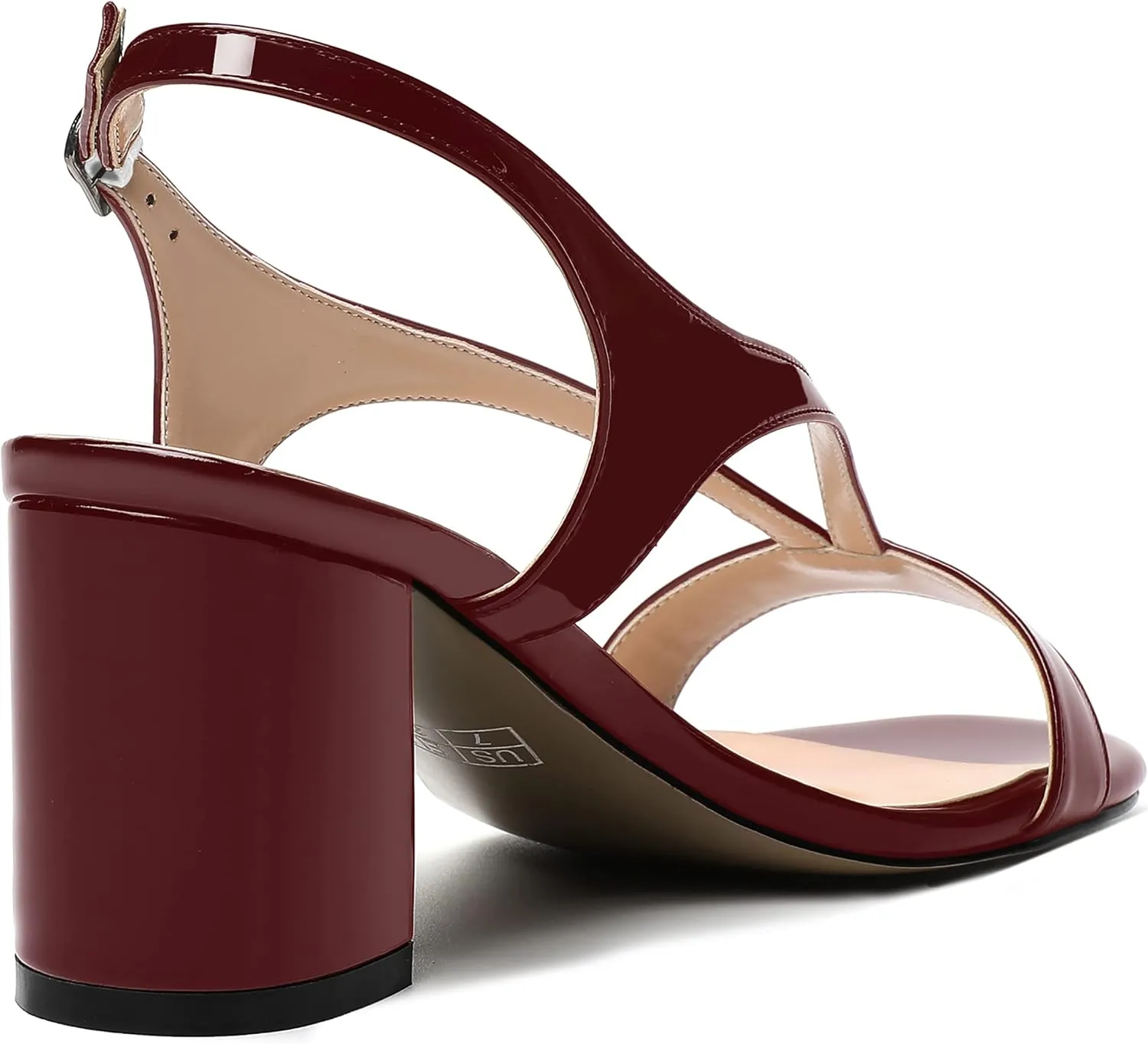 MERRORI Women's Night Club Buckle Open Toe Patent Solid Casual Ankle Strap Chunky Mid Heel Sandals 2.5 Inch